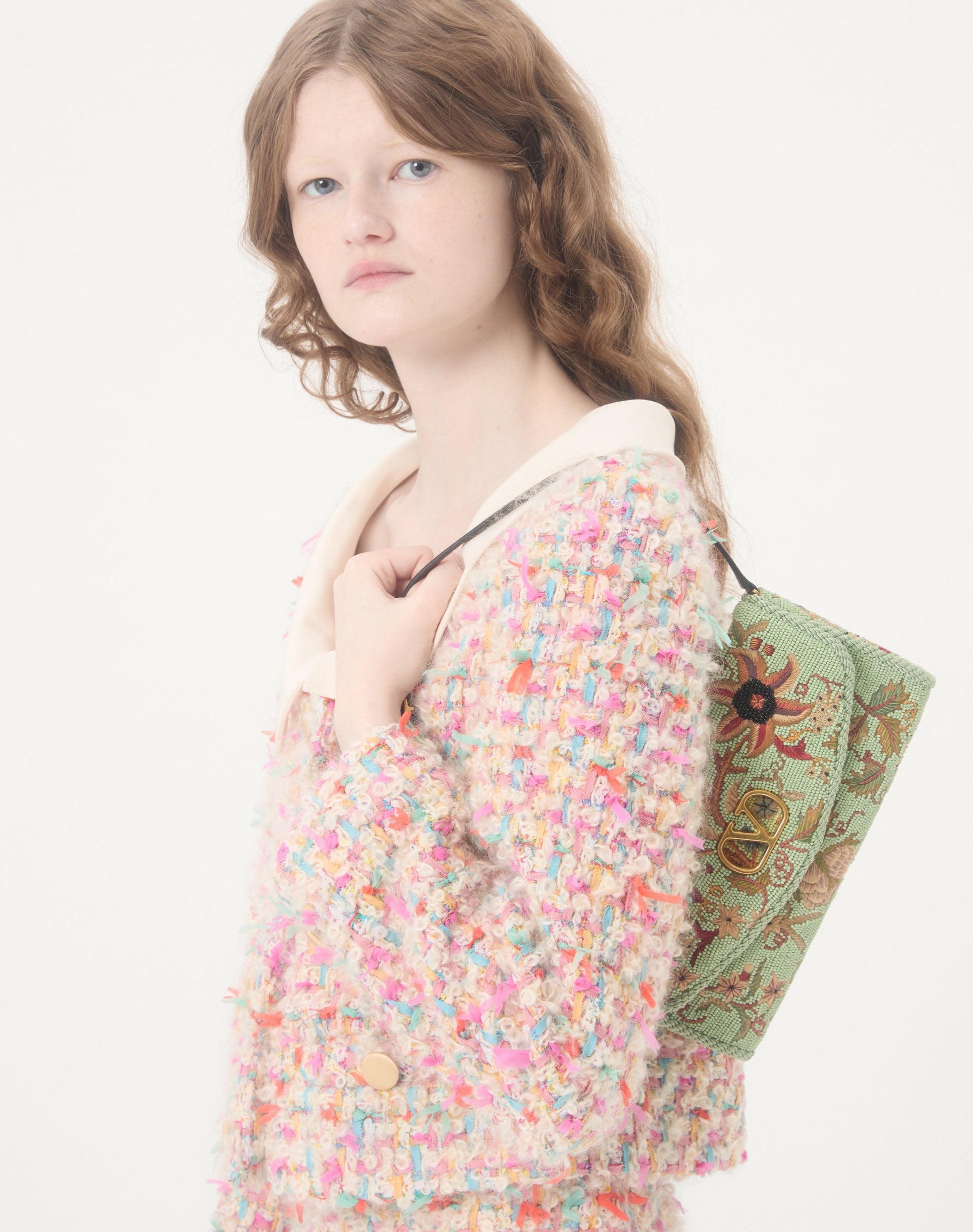 Valentino Garavani Devain Embroidered Small Shoulder Bag