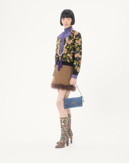 Valentino Garavani Devain Small Denim Shoulder Bag