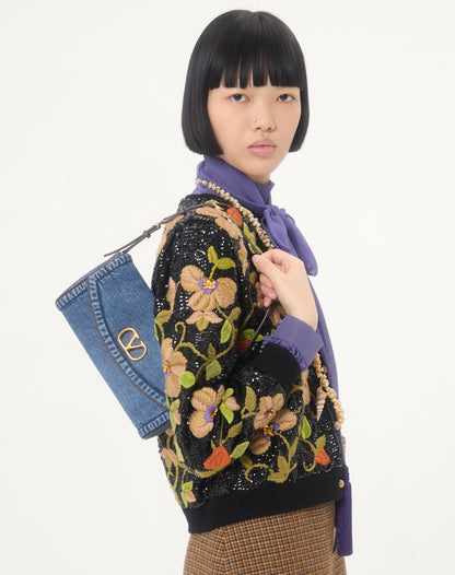 Valentino Garavani Devain Small Denim Shoulder Bag
