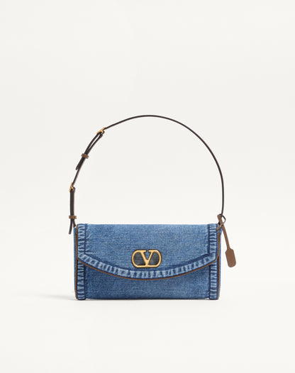 Valentino Garavani Devain Small Denim Shoulder Bag