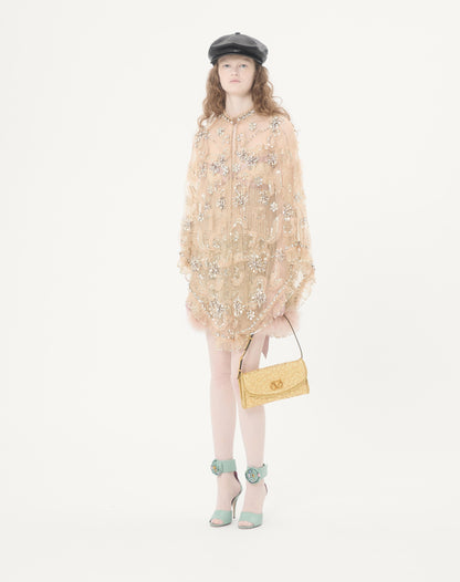 Valentino Garavani Devain Small Shoulder Bag In Cloqué Jacquard Fabric.