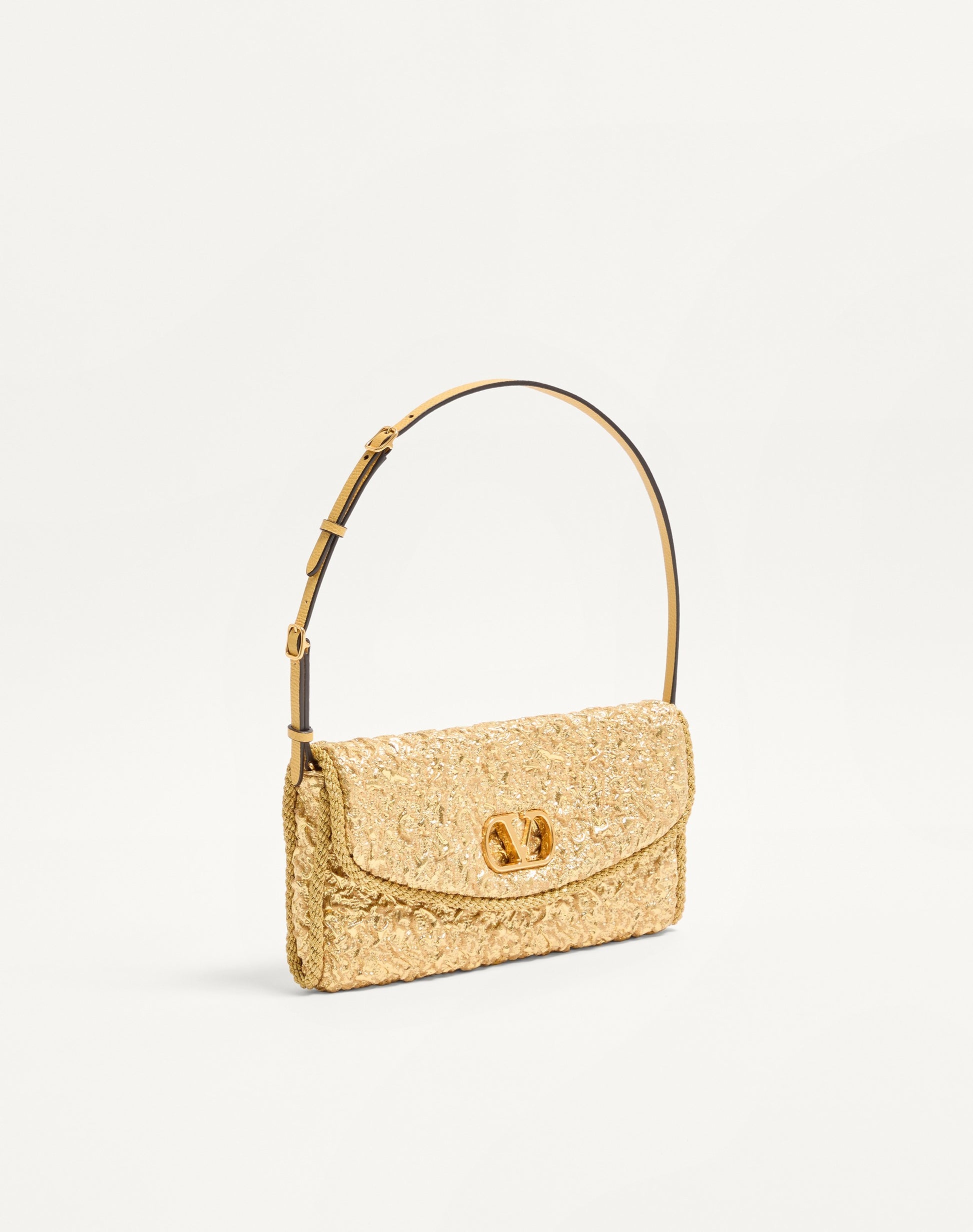 Valentino Garavani Devain Small Shoulder Bag In Cloqué Jacquard Fabric.