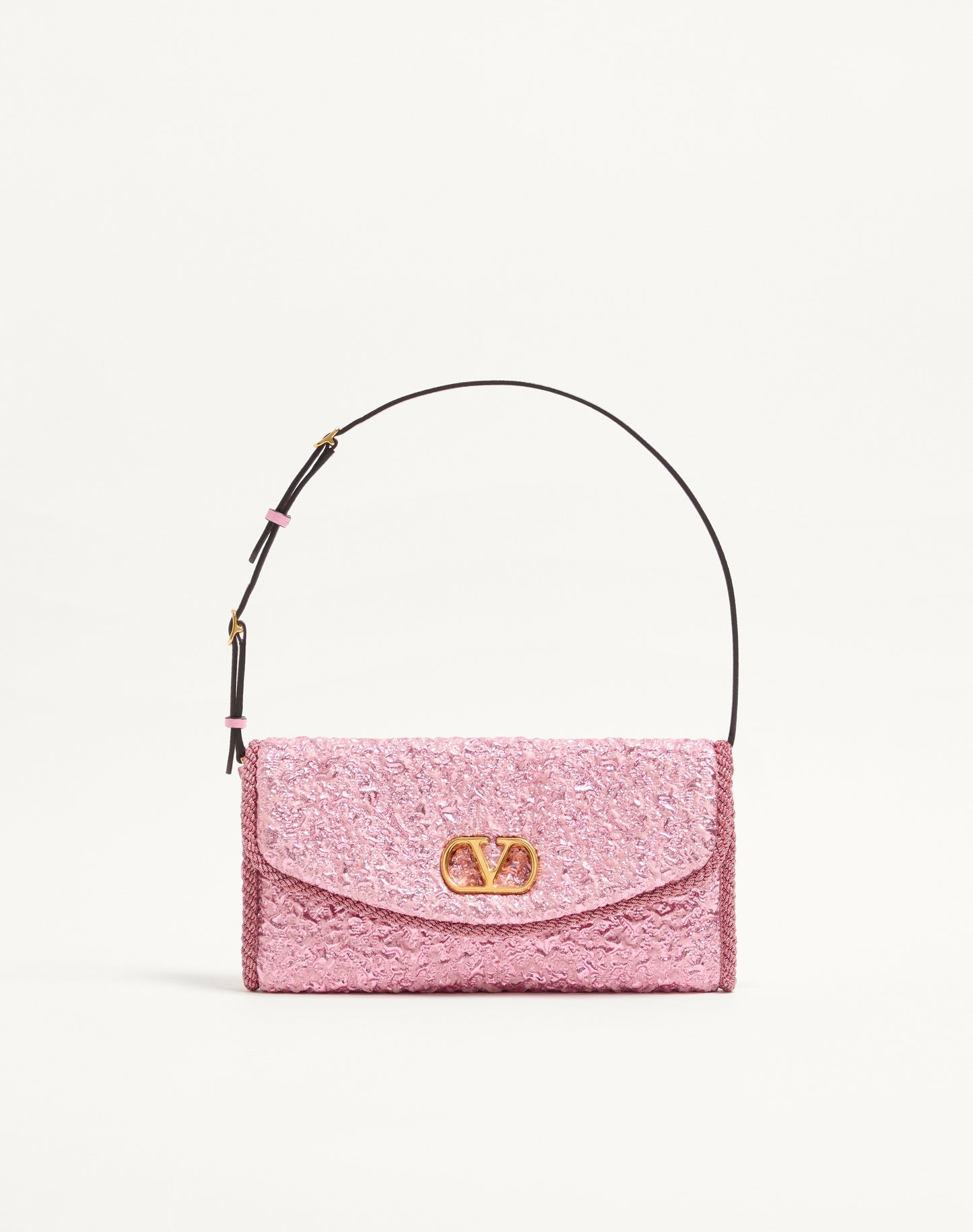 Valentino Garavani Devain Small Shoulder Bag In Cloqué Jacquard Fabric.