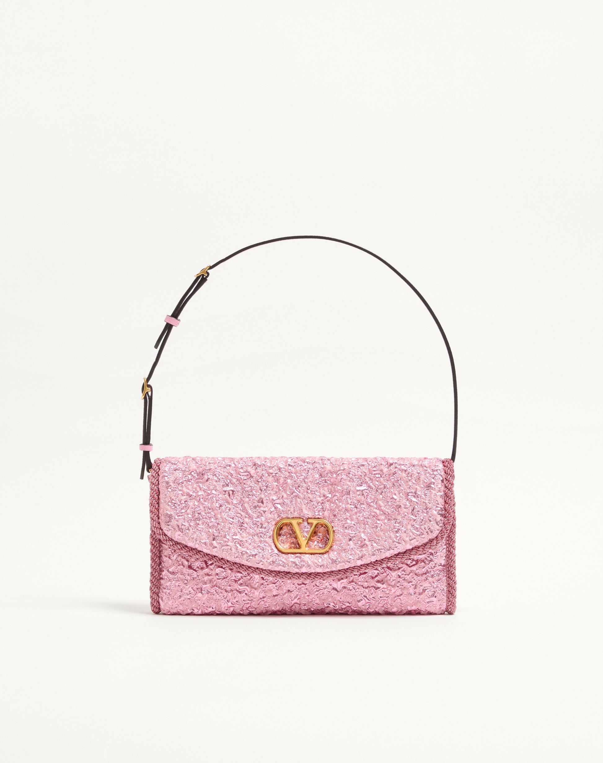 Valentino Garavani Devain Small Shoulder Bag In Cloqué Jacquard Fabric.