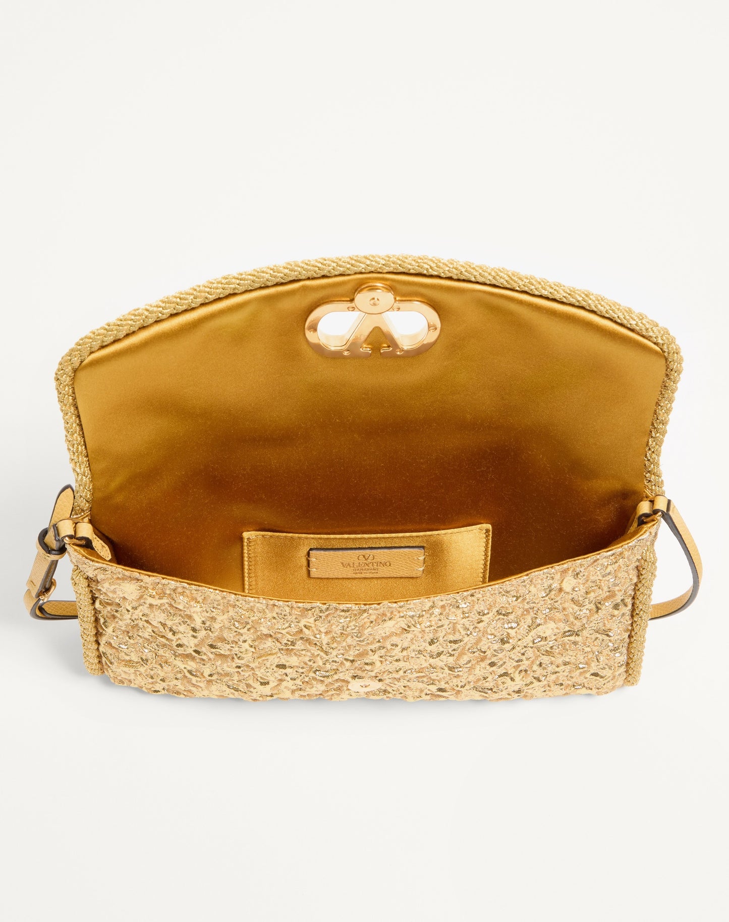 Valentino Garavani Devain Small Shoulder Bag In Cloqué Jacquard Fabric.