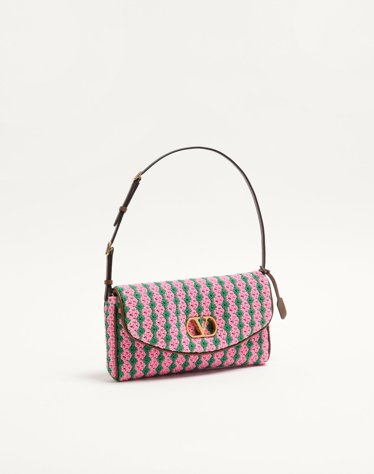 Valentino Garavani Devain Small Shoulder Bag In Crochet Fabric