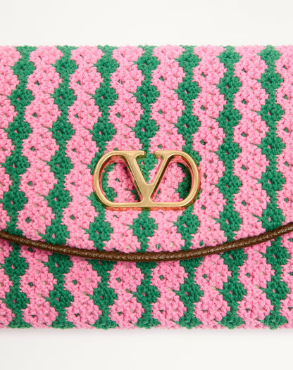 Valentino Garavani Devain Small Shoulder Bag In Crochet Fabric
