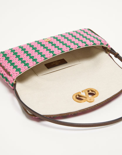 Valentino Garavani Devain Small Shoulder Bag In Crochet Fabric