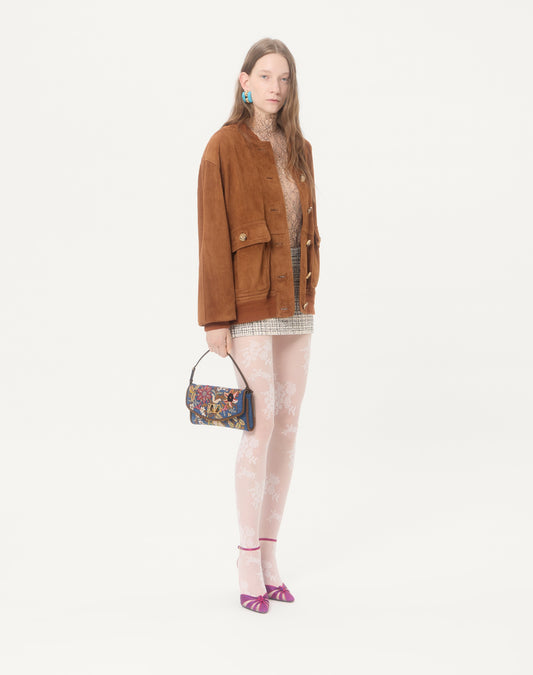 Valentino Garavani Devain Small Shoulder Bag In Embroidered Denim