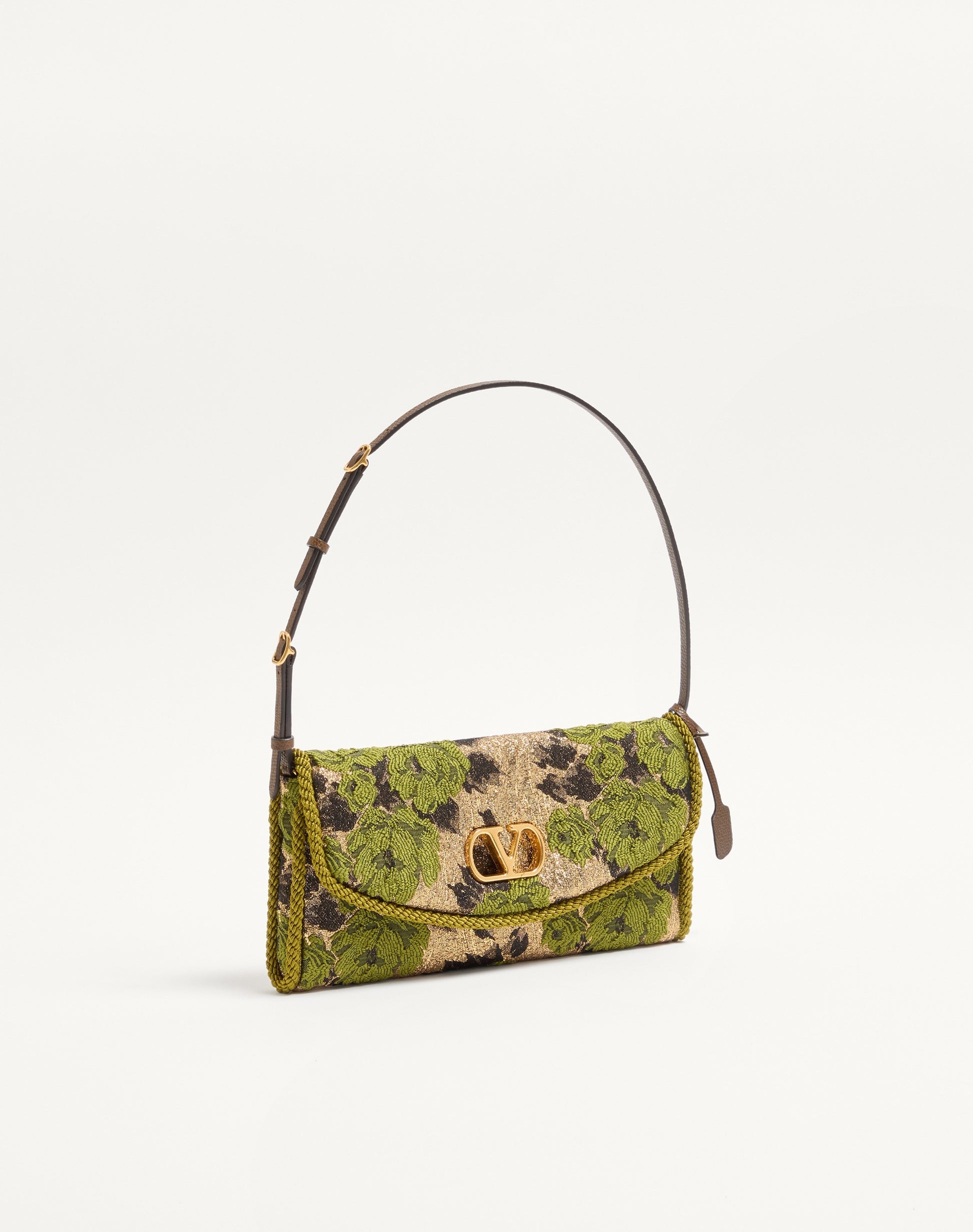 Valentino Garavani Devain Small Shoulder Bag In Jacquard Lurex Fabric