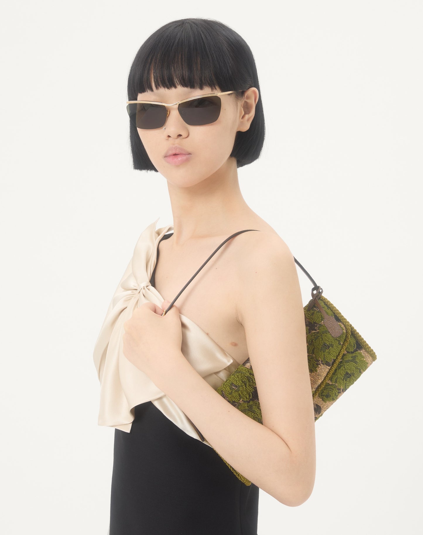 Valentino Garavani Devain Small Shoulder Bag In Jacquard Lurex Fabric