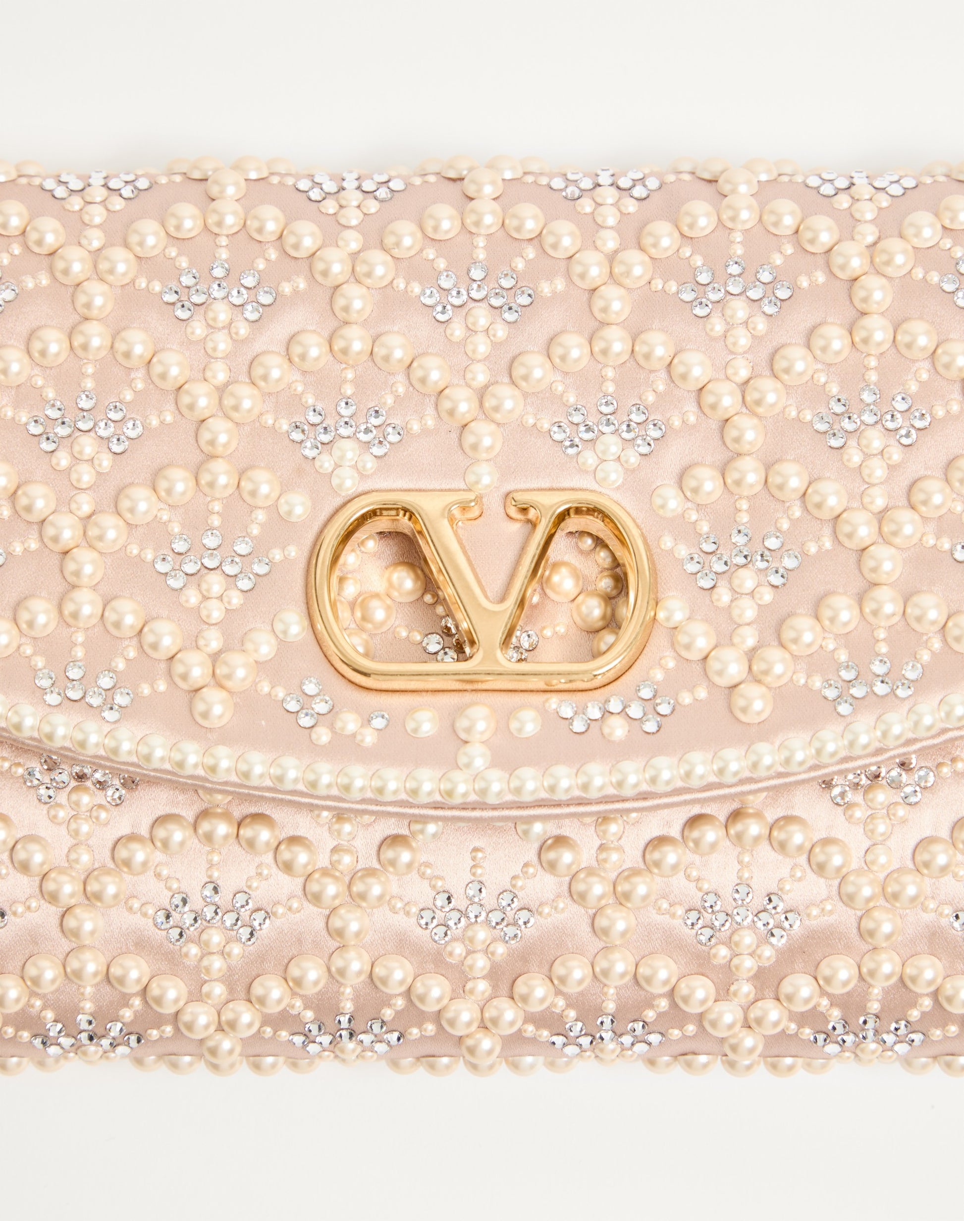 Valentino Garavani Devain Small Shoulder Bag With Pearls And Rhinestones
