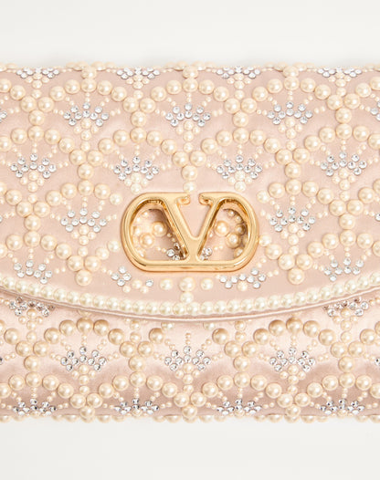 Valentino Garavani Devain Small Shoulder Bag With Pearls And Rhinestones