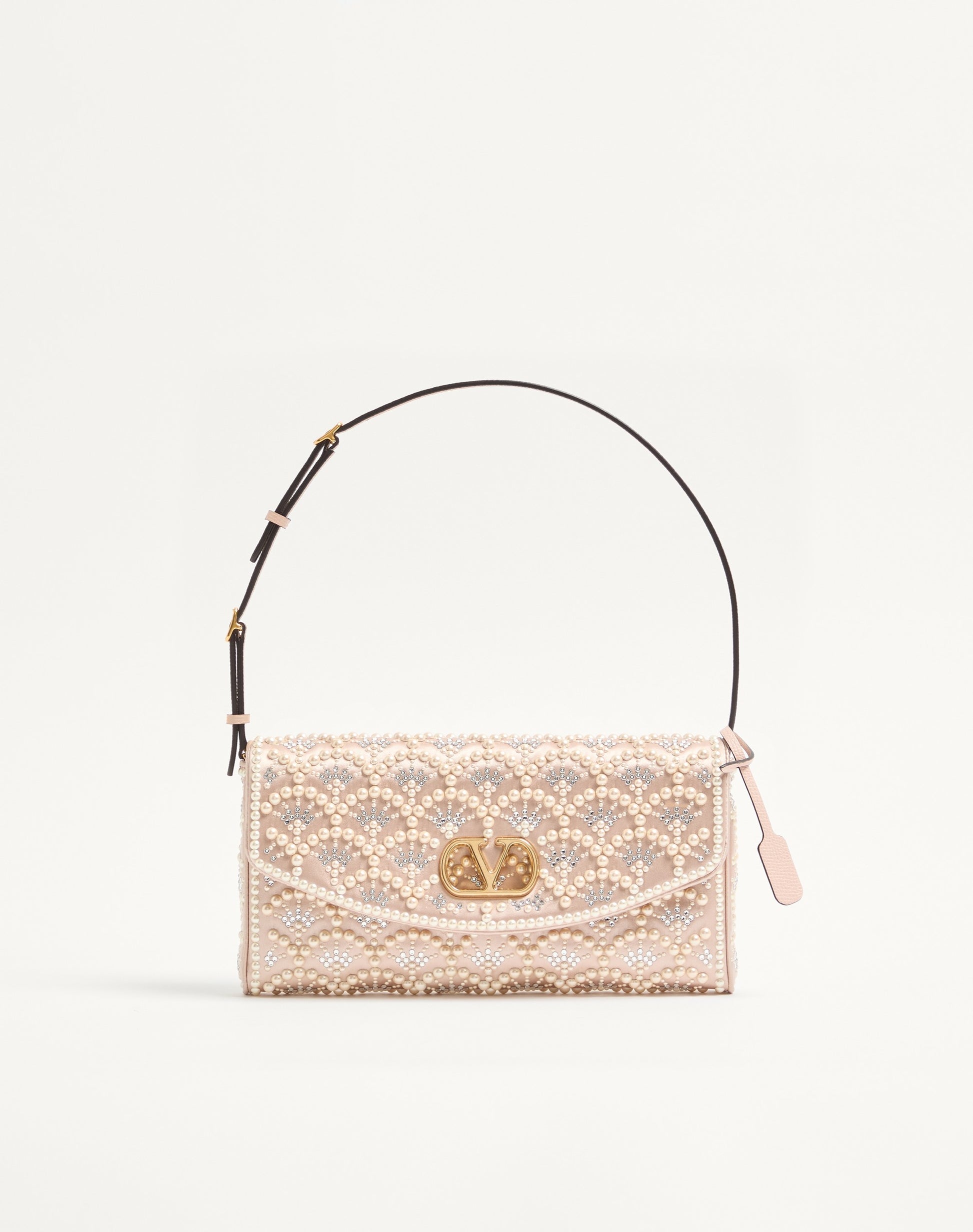 Valentino Garavani Devain Small Shoulder Bag With Pearls And Rhinestones
