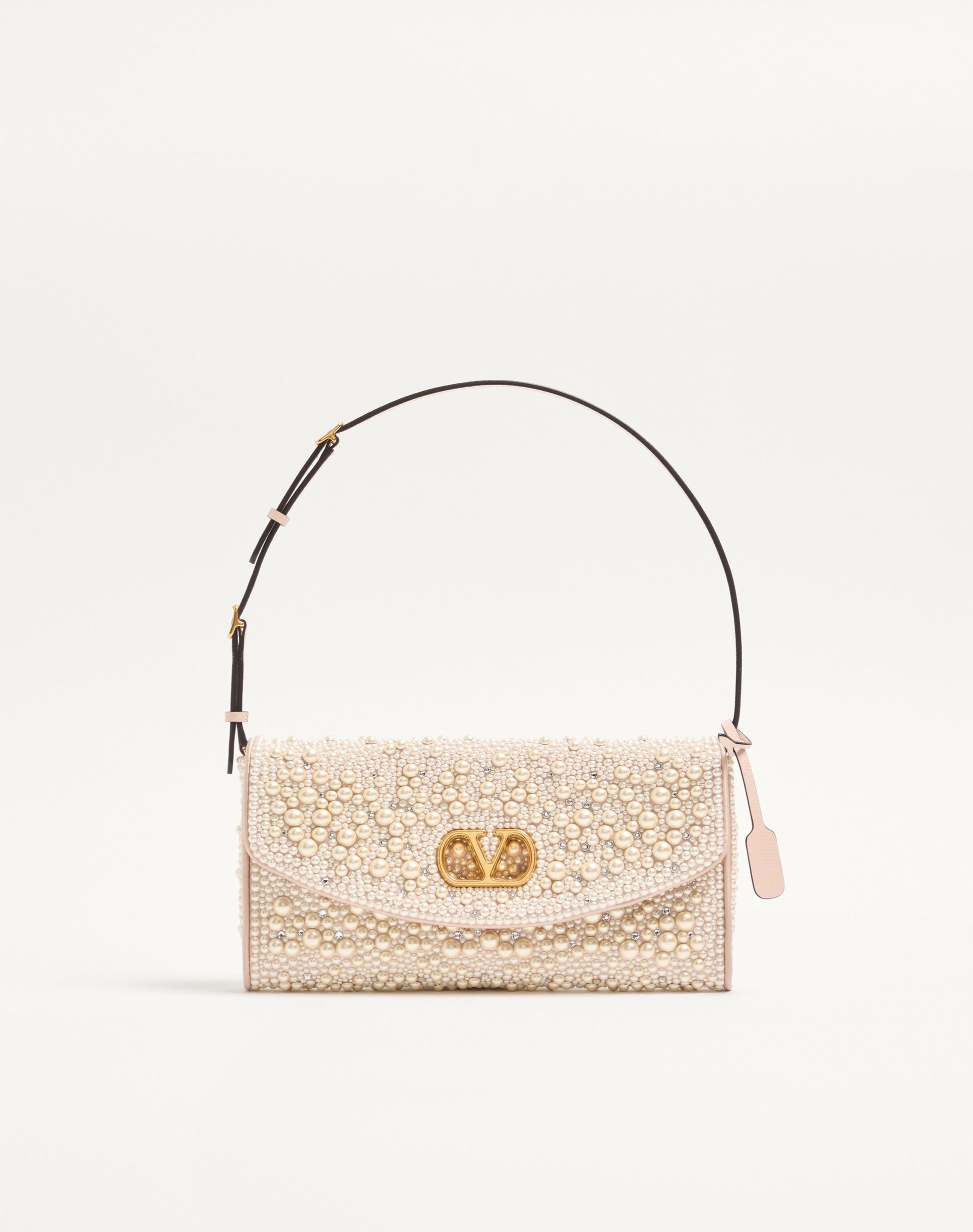 Valentino Garavani Devain Small Shoulder Bag With Pearls And Rhinestones