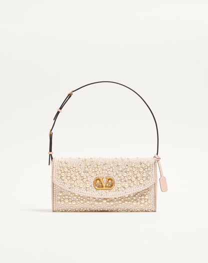 Valentino Garavani Devain Small Shoulder Bag With Pearls And Rhinestones