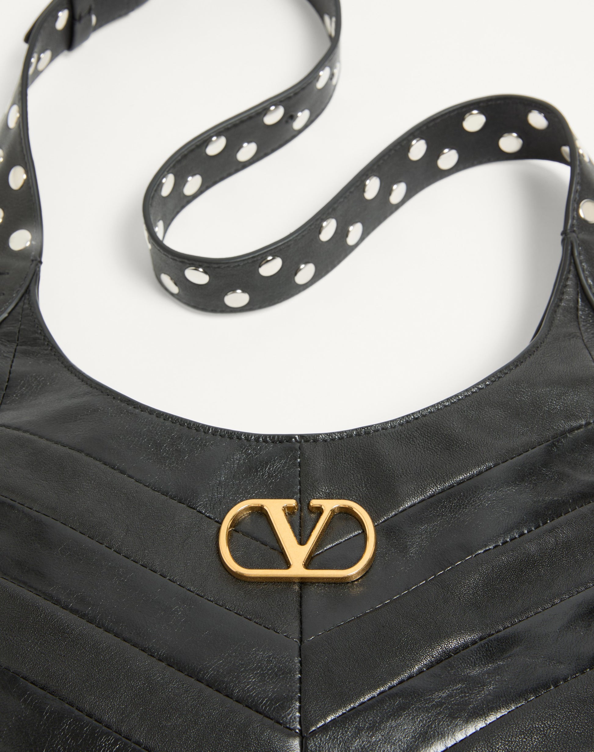 Valentino Garavani Hoboho Small Hobo Bag In Chevron-patterned Nappa Leather