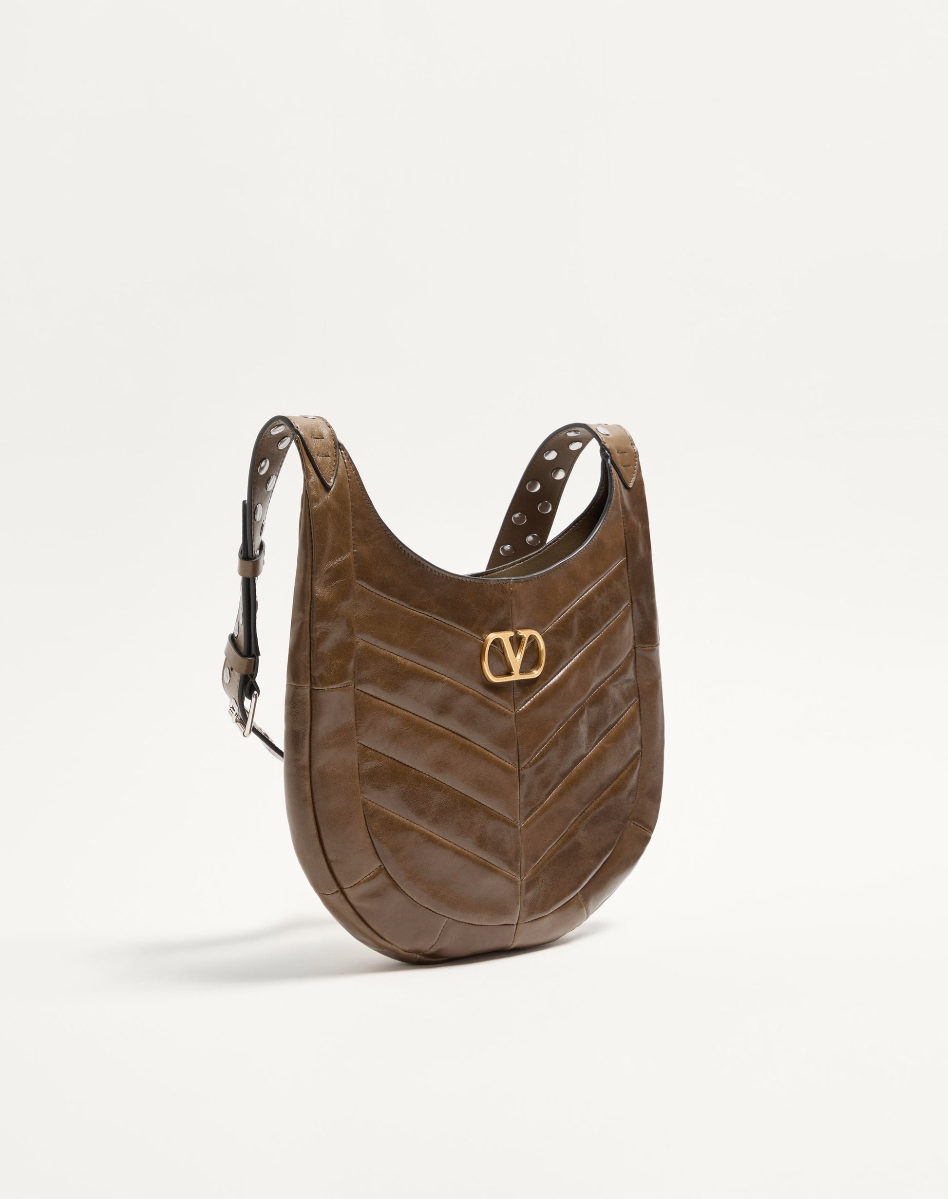 Valentino Garavani Hoboho Small Hobo Bag In Chevron-patterned Nappa Leather