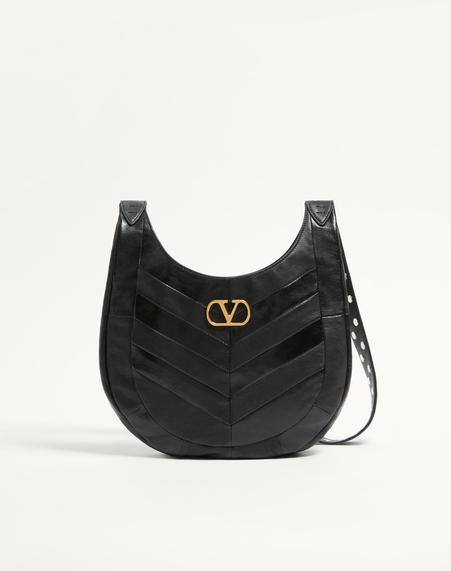 Valentino Garavani Hoboho Small Hobo Bag In Chevron-patterned Nappa Leather