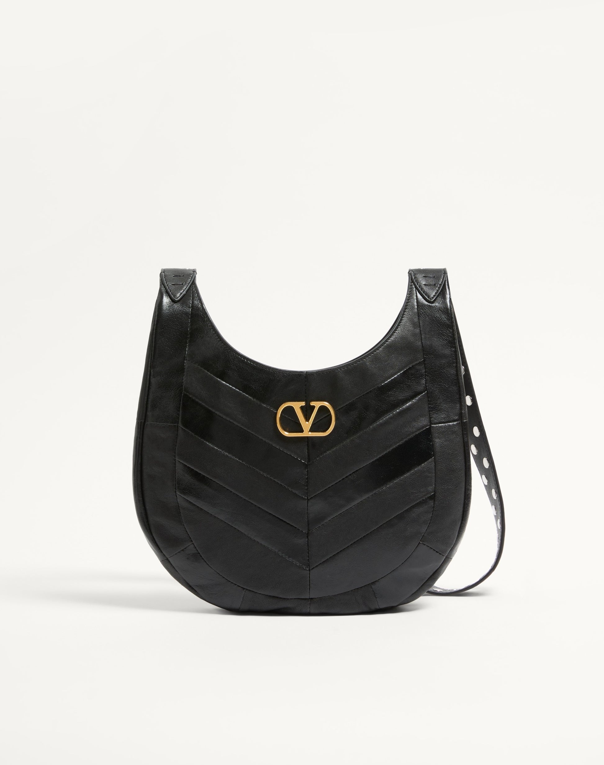 Valentino Garavani Hoboho Small Hobo Bag In Chevron-patterned Nappa Leather