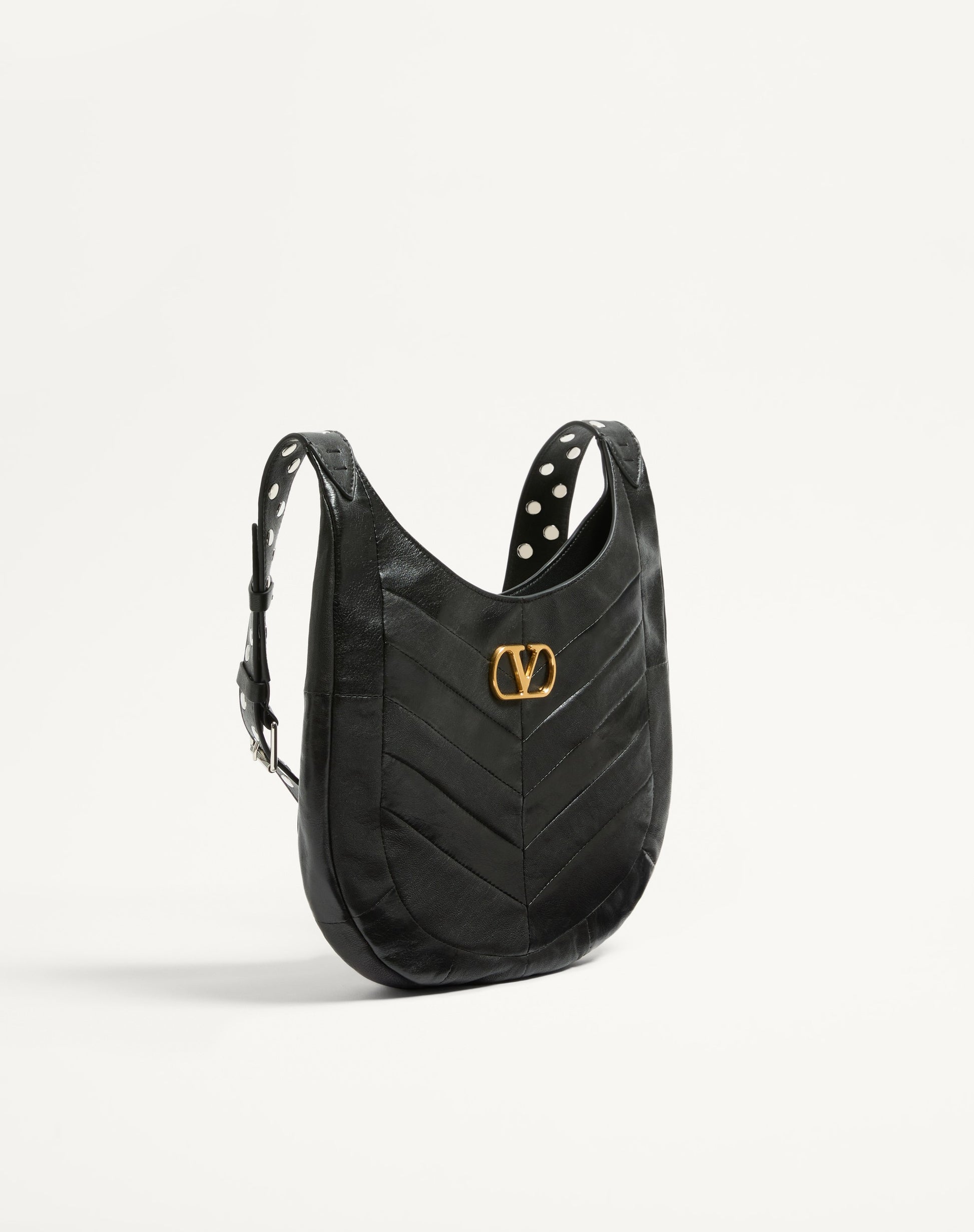 Valentino Garavani Hoboho Small Hobo Bag In Chevron-patterned Nappa Leather