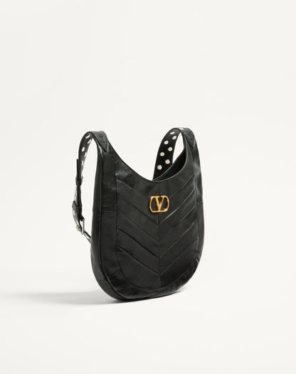 Valentino Garavani Hoboho Small Hobo Bag In Chevron-patterned Nappa Leather