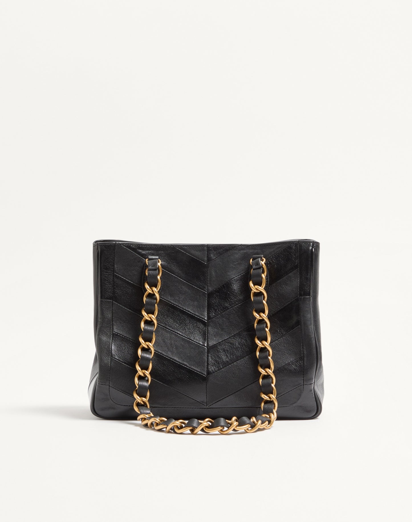 Valentino Garavani Laseine Small Shopping Bag In Chevron-patterned Nappa Leather