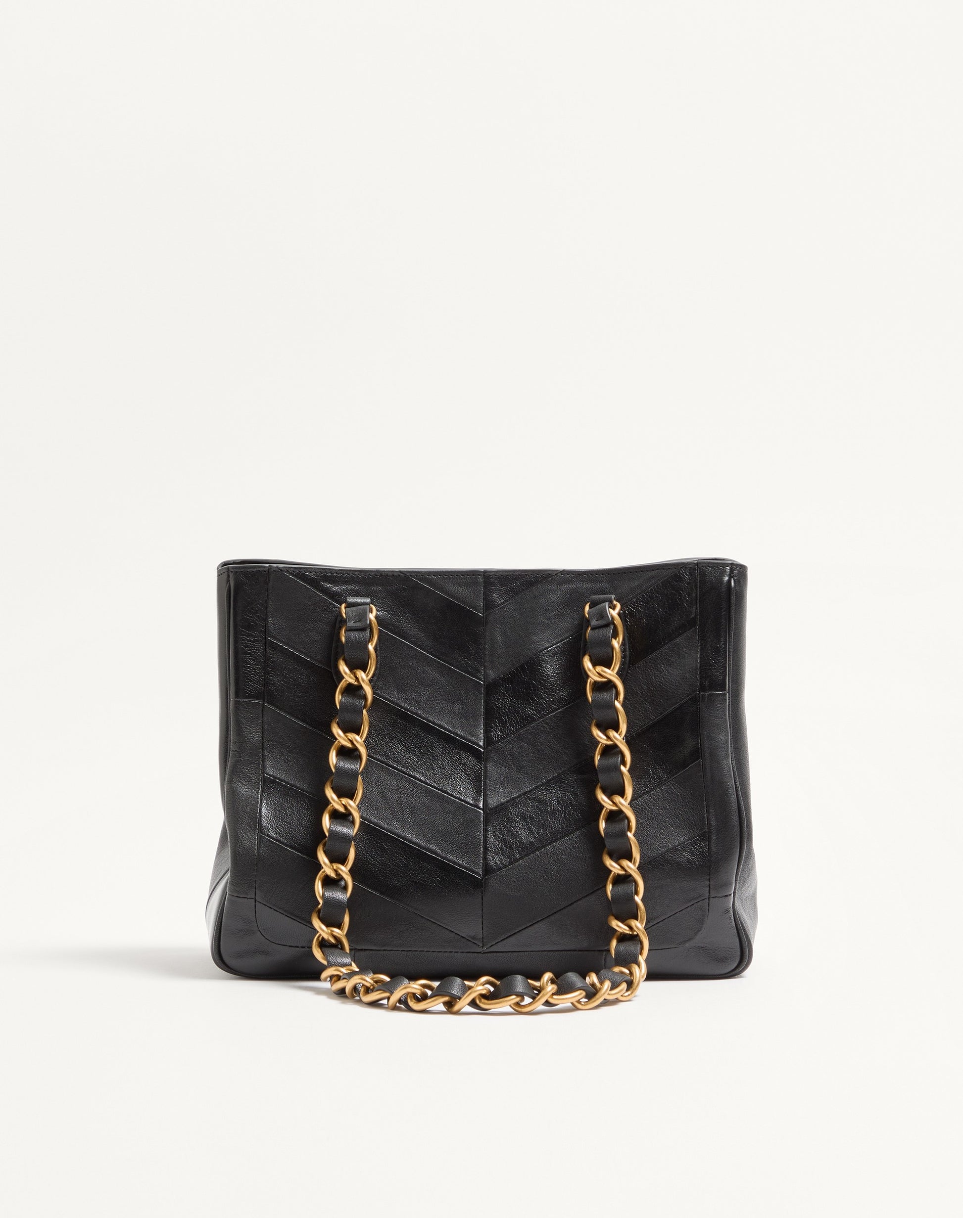 Valentino Garavani Laseine Small Shopping Bag In Chevron-patterned Nappa Leather