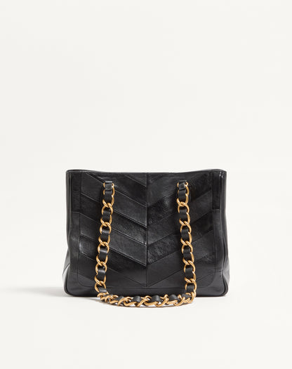 Valentino Garavani Laseine Small Shopping Bag In Chevron-patterned Nappa Leather