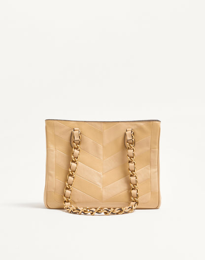 Valentino Garavani Laseine Small Shopping Bag In Chevron-patterned Nappa Leather