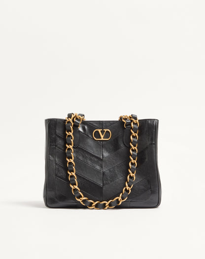 Valentino Garavani Laseine Small Shopping Bag In Chevron-patterned Nappa Leather