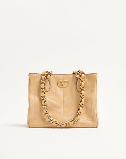 Valentino Garavani Laseine Small Shopping Bag In Chevron-patterned Nappa Leather