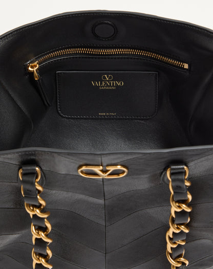 Valentino Garavani Laseine Small Shopping Bag In Chevron-patterned Nappa Leather