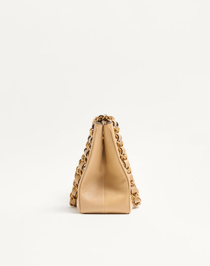 Valentino Garavani Laseine Small Shopping Bag In Chevron-patterned Nappa Leather
