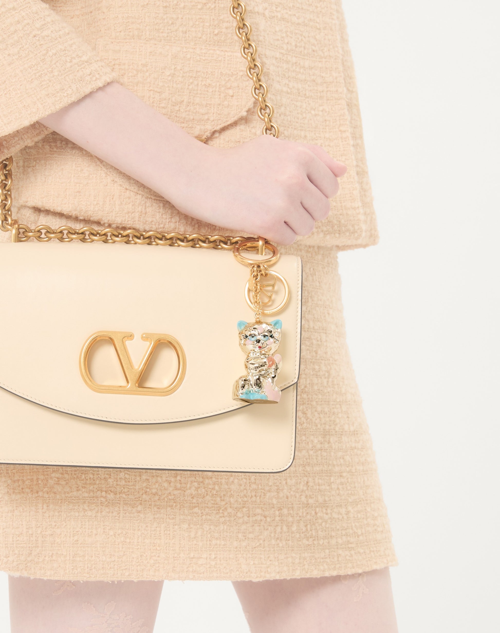 Valentino Garavani Le Chat De La Maison Nylon Bag Charm With Key Ring