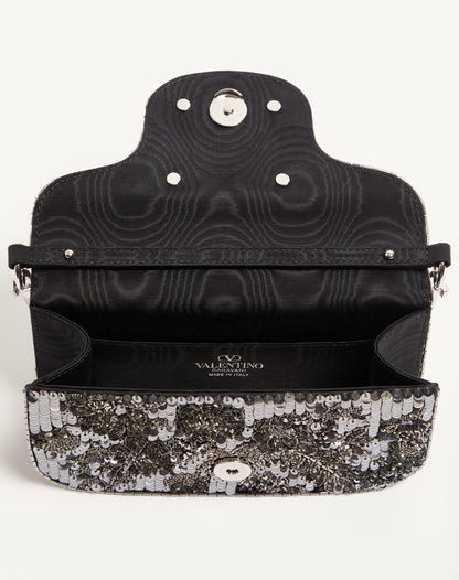 Valentino Garavani Locò Small Embroidered Shoulder Bag With Jewel Logo