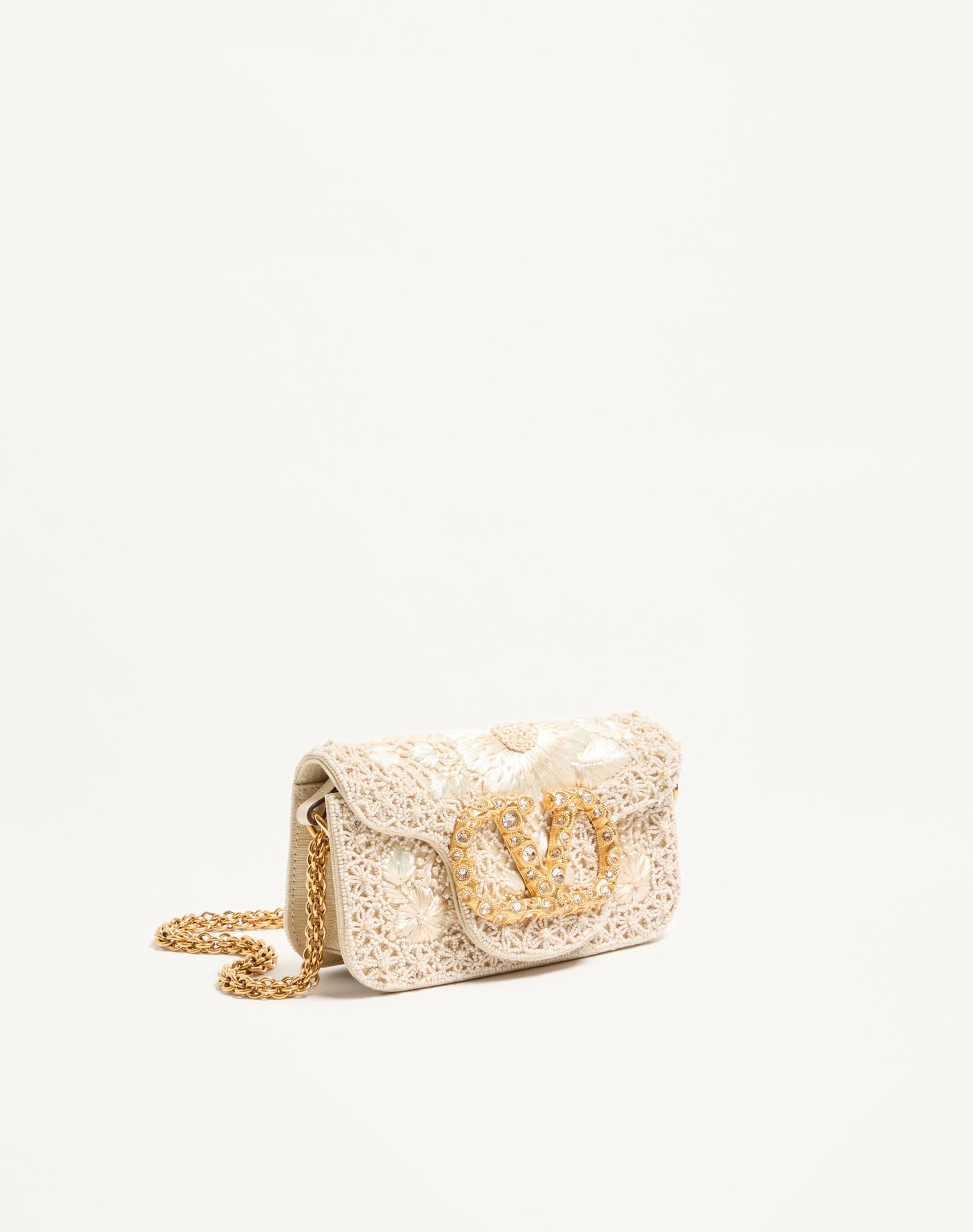 Valentino Garavani Locò Small Embroidered Shoulder Bag With Jewel Logo