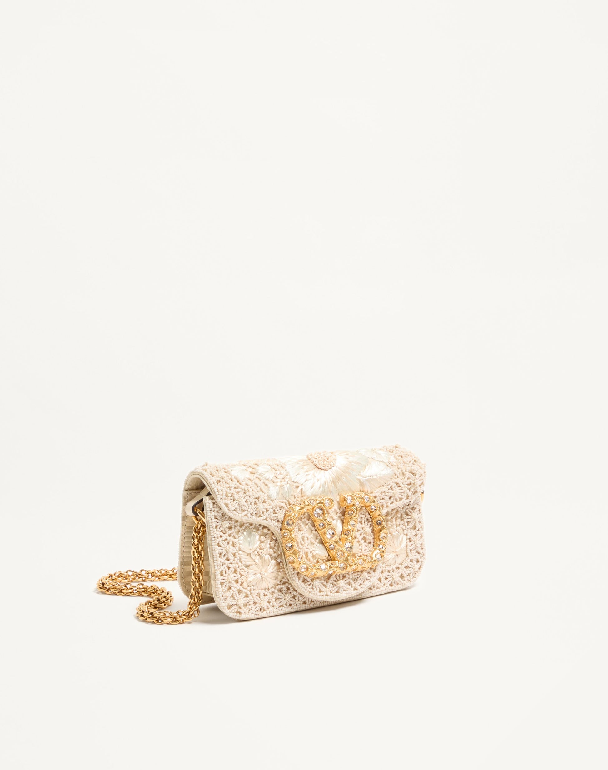 Valentino Garavani Locò Small Embroidered Shoulder Bag With Jewel Logo