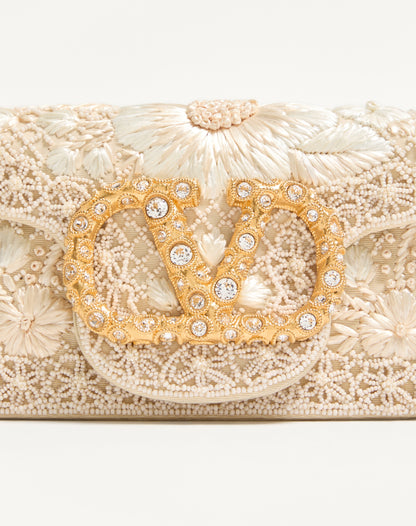 Valentino Garavani Locò Small Embroidered Shoulder Bag With Jewel Logo