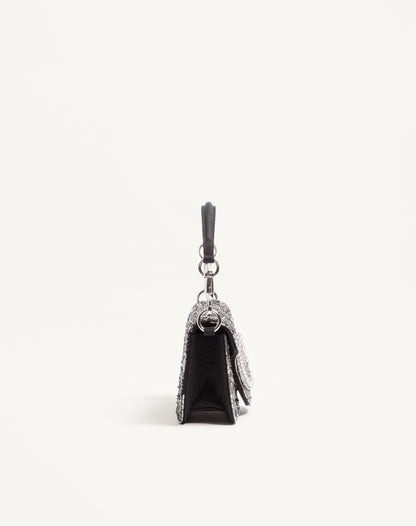 Valentino Garavani Locò Small Embroidered Shoulder Bag With Jewel Logo