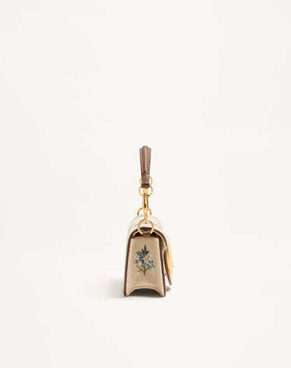 Valentino Garavani Locò Small Linen Shoulder Bag With Embroidery