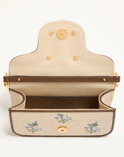 Valentino Garavani Locò Small Linen Shoulder Bag With Embroidery