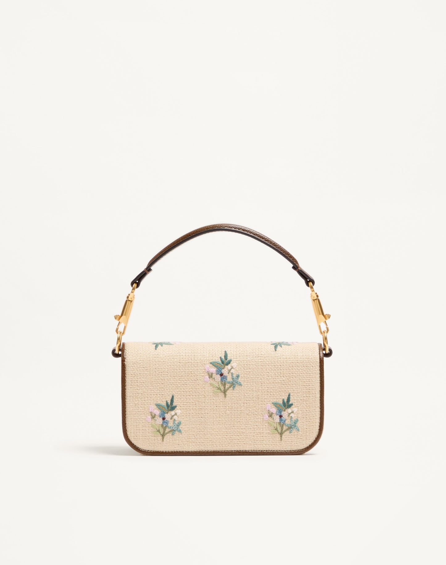 Valentino Garavani Locò Small Linen Shoulder Bag With Embroidery