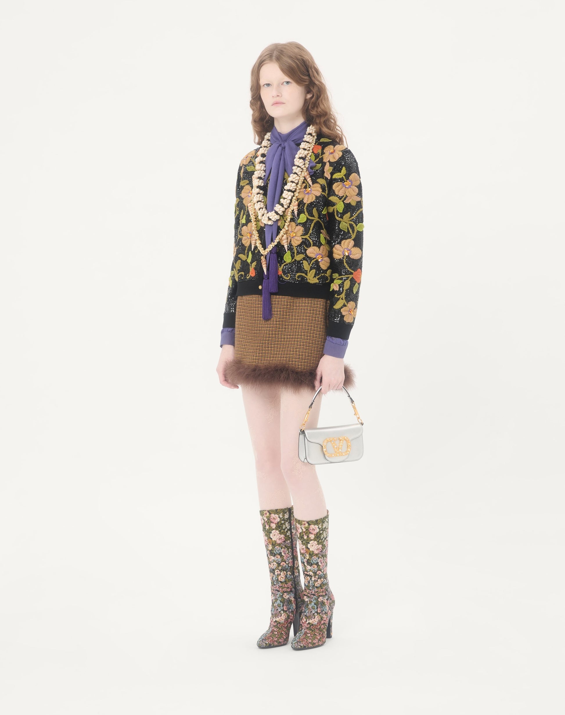 Valentino Garavani Locò Small Shoulder Bag In Laminated Calfskin With Jewel Logo