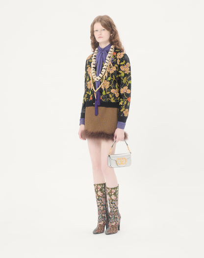 Valentino Garavani Locò Small Shoulder Bag In Laminated Calfskin With Jewel Logo