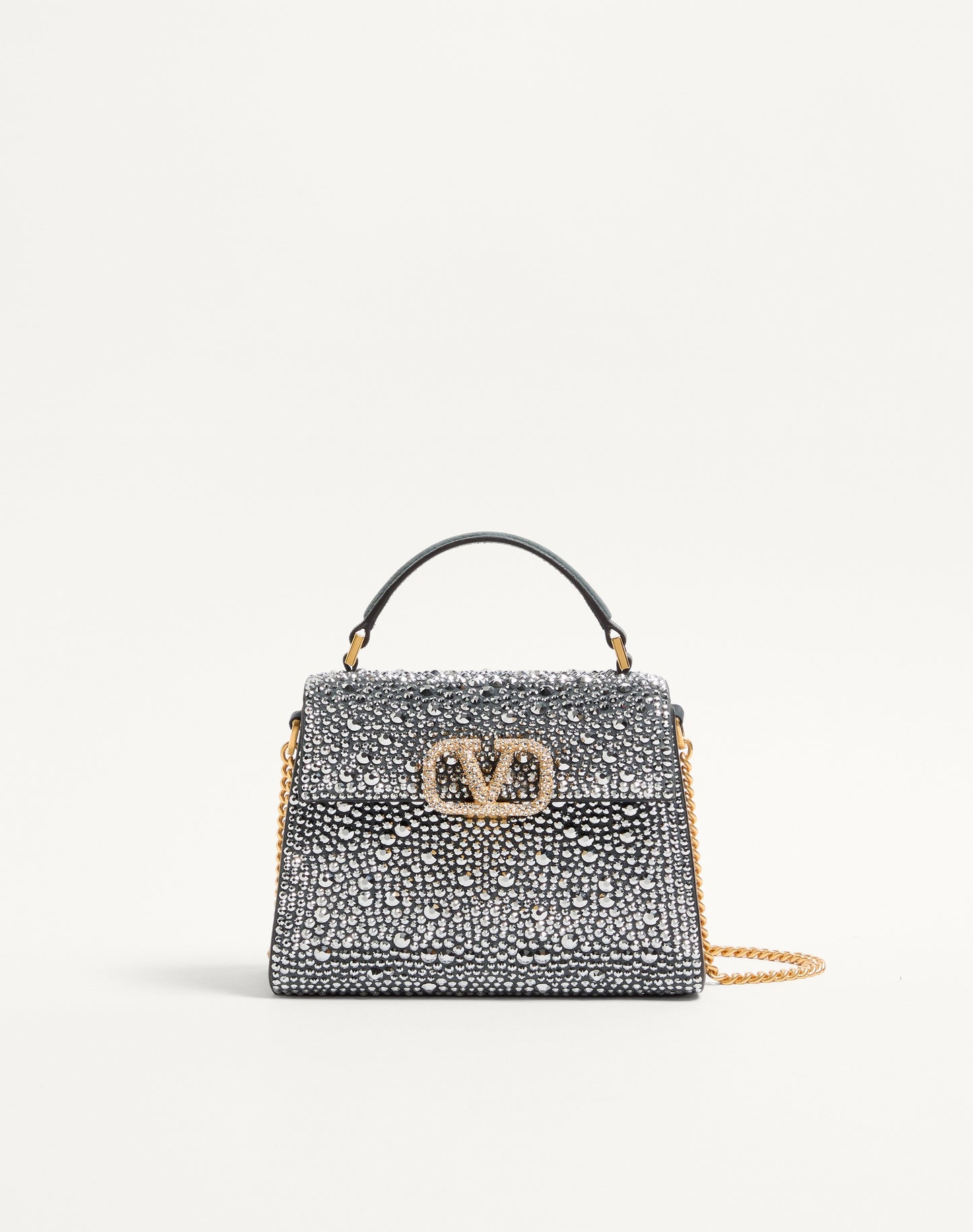 Valentino Garavani Mini Vsling Handbag With Rhinestones And Jewel Logo