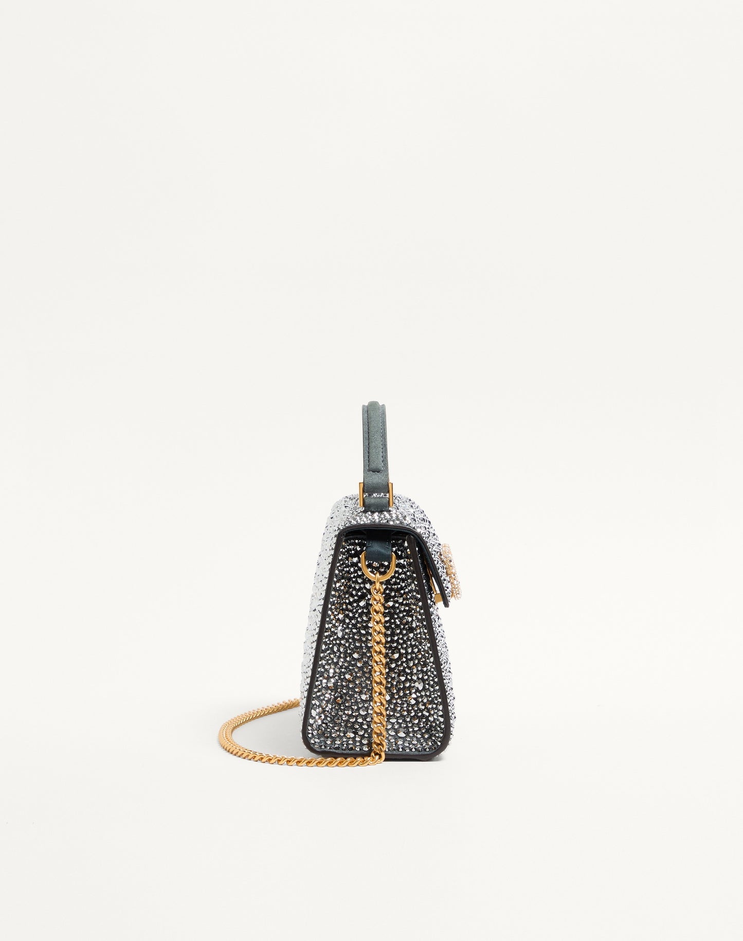 Valentino Garavani Mini Vsling Handbag With Rhinestones And Jewel Logo