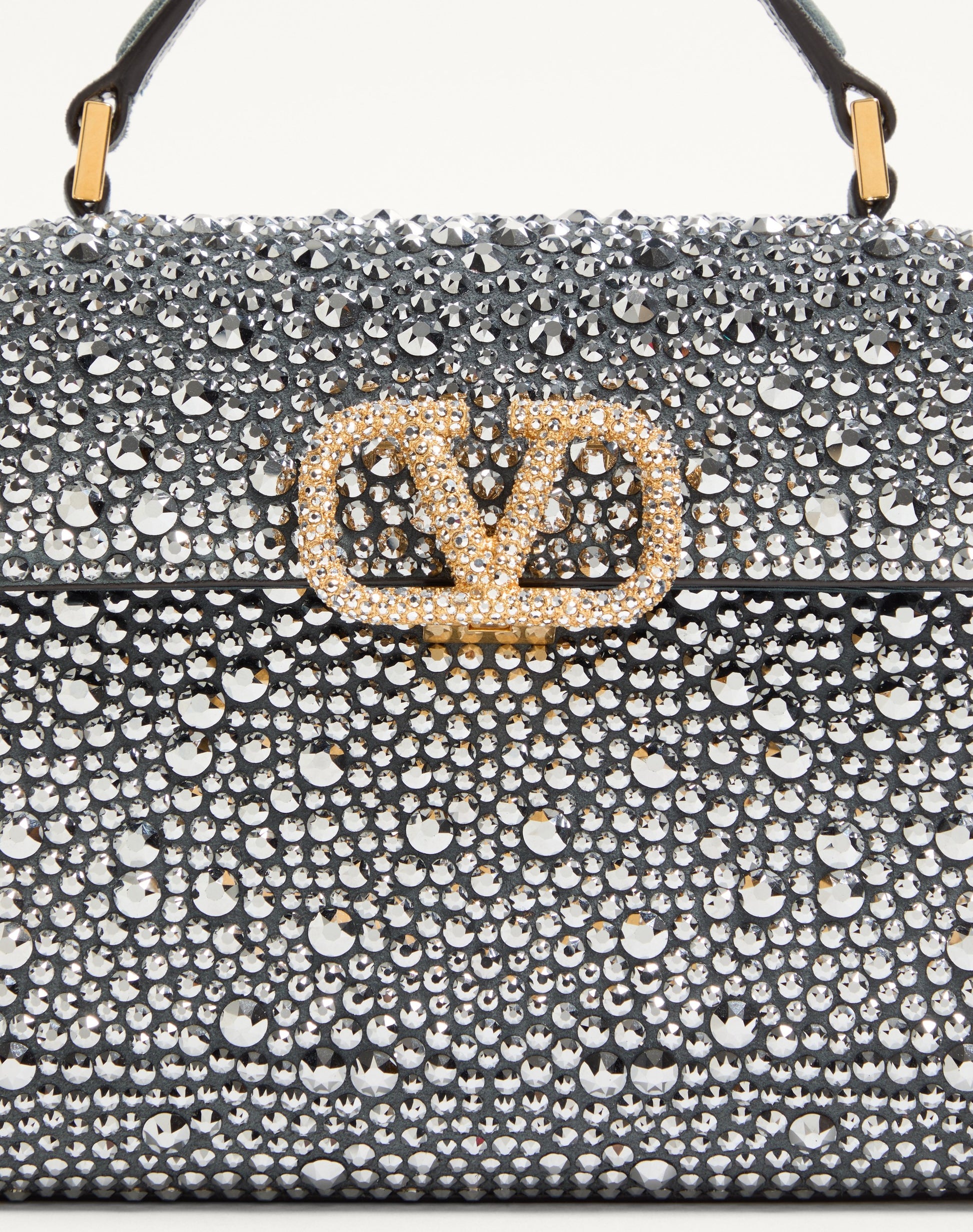 Valentino Garavani Mini Vsling Handbag With Rhinestones And Jewel Logo