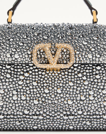 Valentino Garavani Mini Vsling Handbag With Rhinestones And Jewel Logo