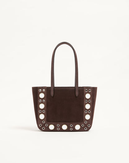 Valentino Garavani Nellcôte Mini Suede Shopping Bag With Embroidered Trim